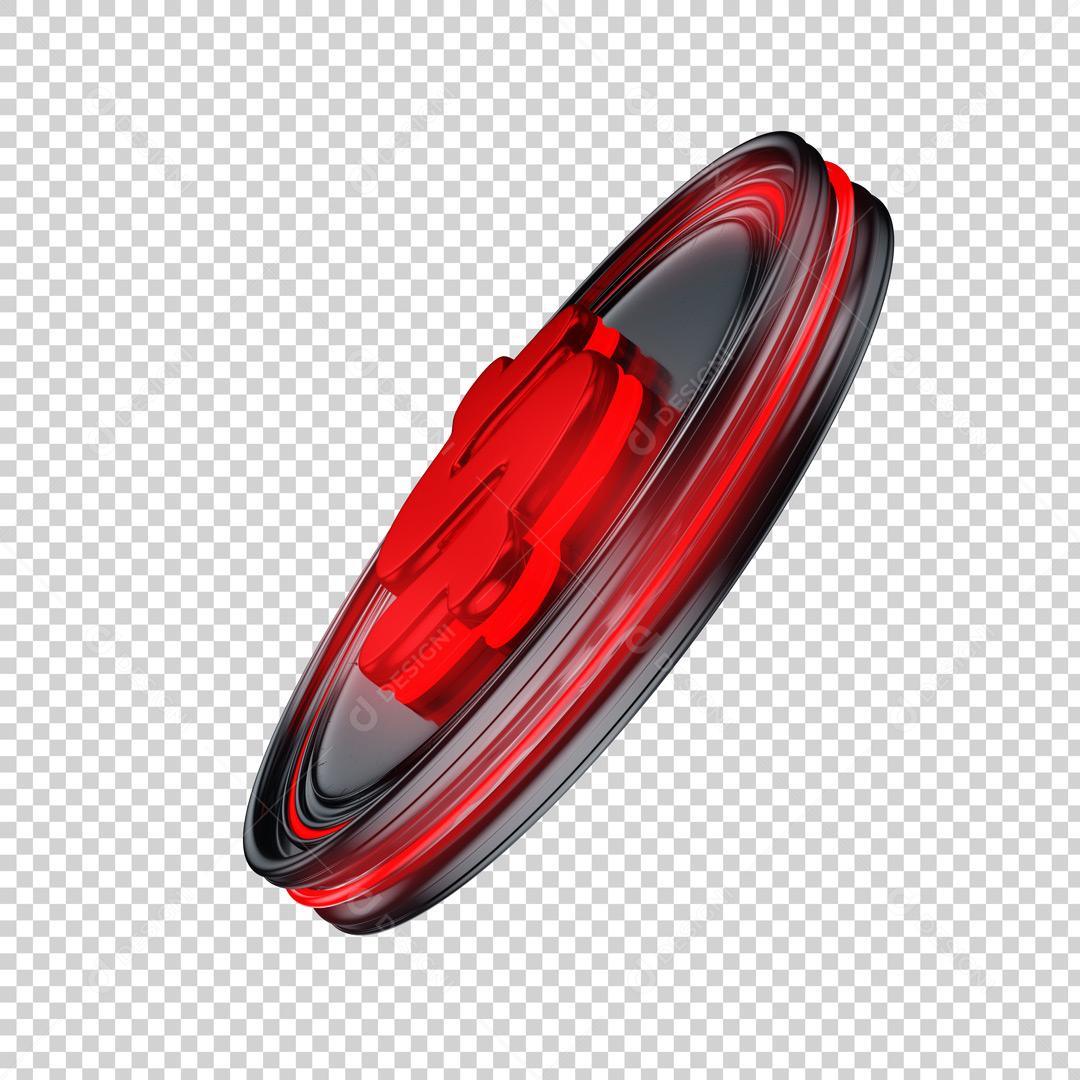 Elemento 3D Para Composição Moeda De Real Vermelha