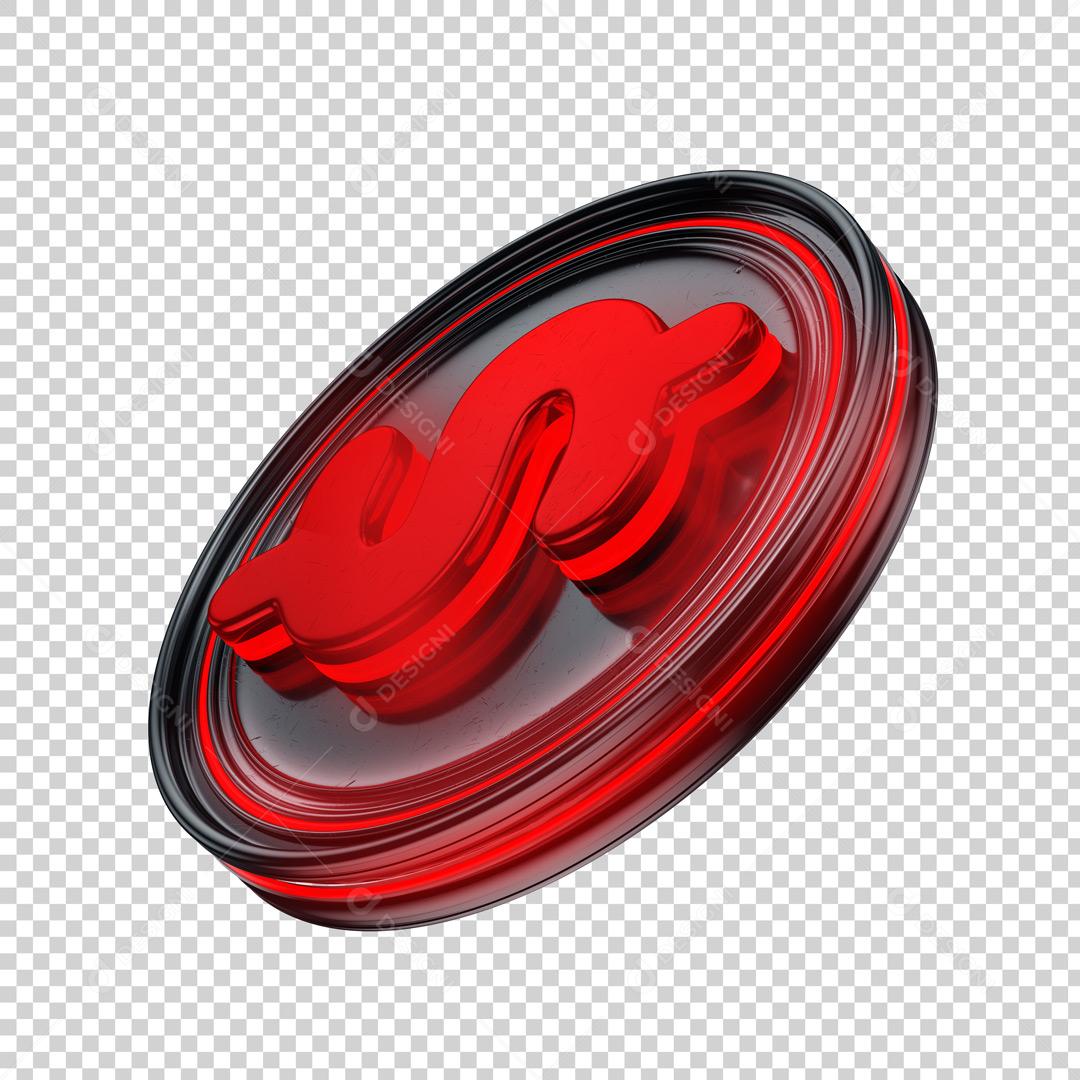 Elemento 3D Para Composição Moeda De Real Vermelha
