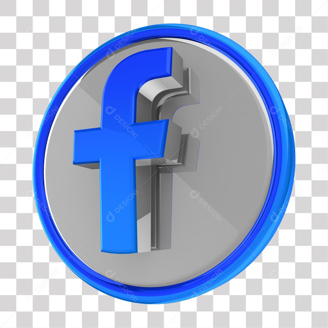 Elemento 3D para Composição ícone Facebook Azul