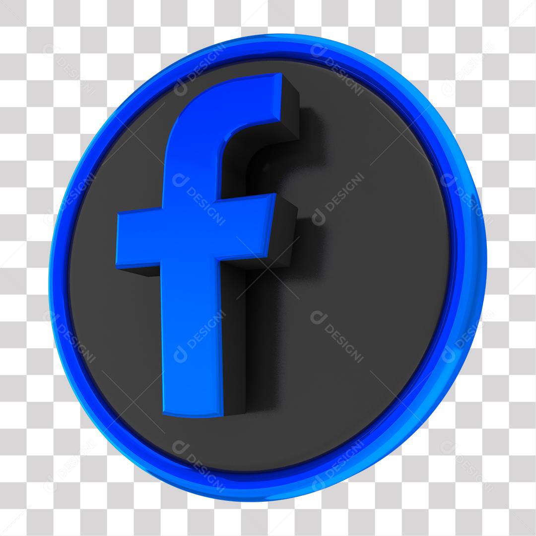 Elemento 3D para Composição ícone Facebook Azul