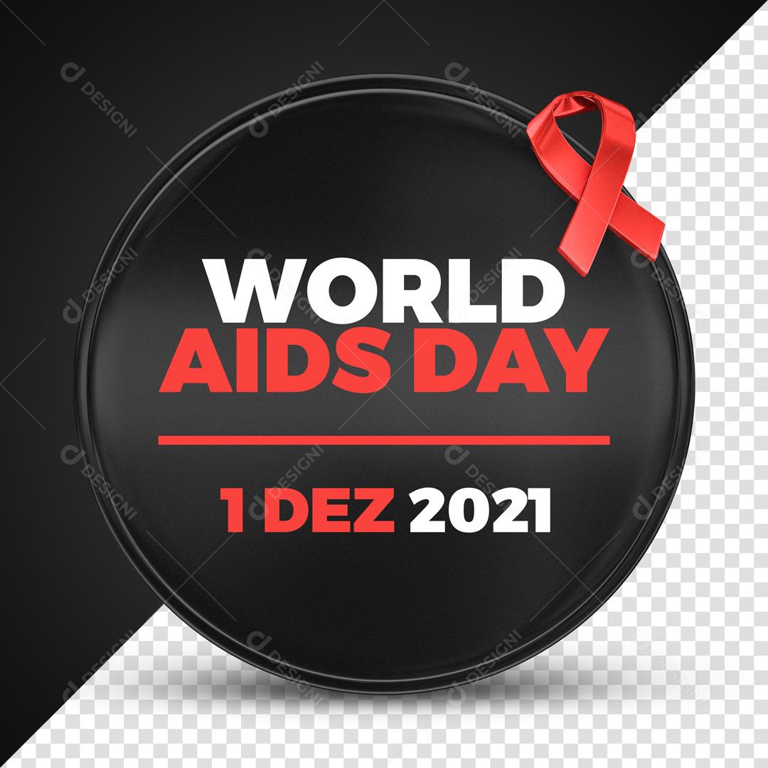 Selo 3D para Composição Moeda Dia Mundial Do Combate a Aids Social Media PSD Editável