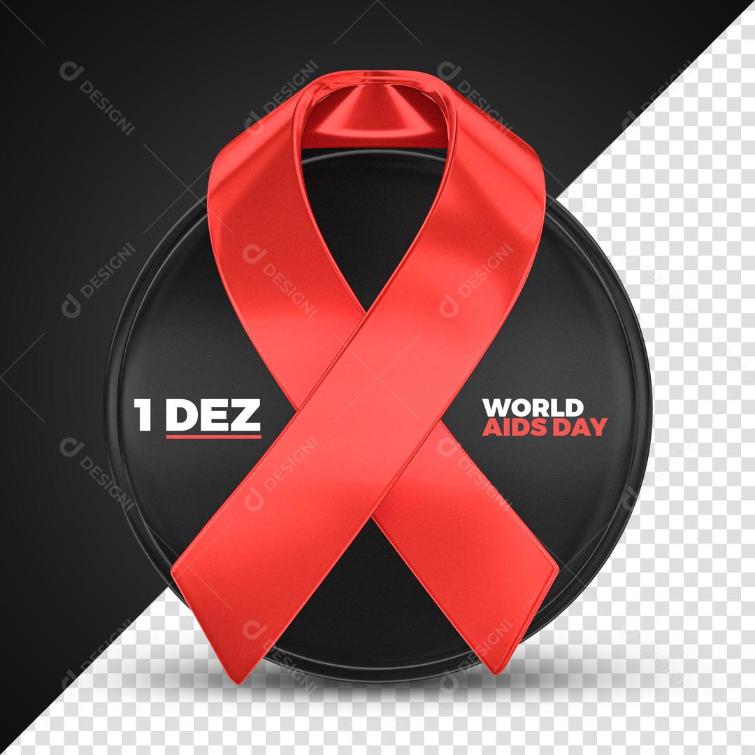 Selo 3D para Composição Moeda Dia Mundial Do Combate a Aids Social Media PSD Editável