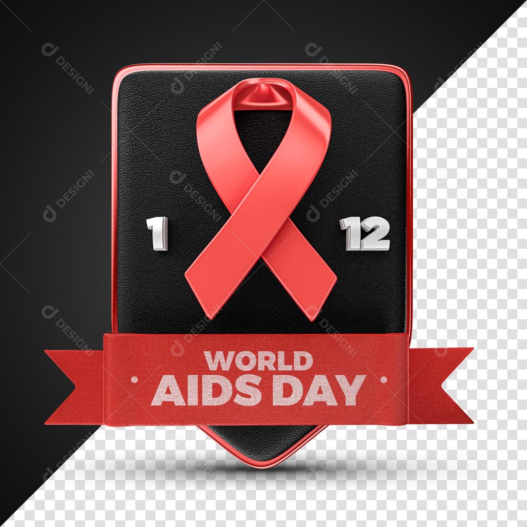 Selo 3D para Composição Bandeira Dia Mundial Do Combate a Aids Social Media PSD Editável