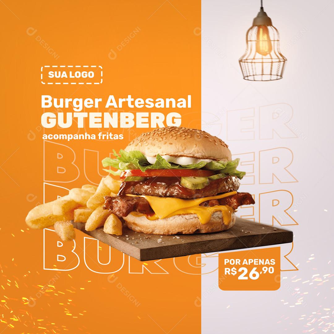Social Media Hamburgueria Burge Atersanal PSD Editável