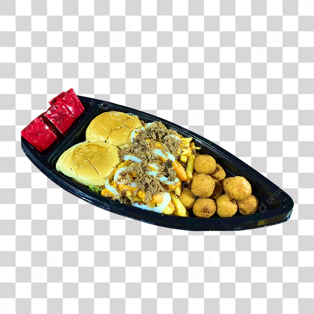 Barca De Petiscos Batata Frita Burger Coxinhas Imagem PNG
