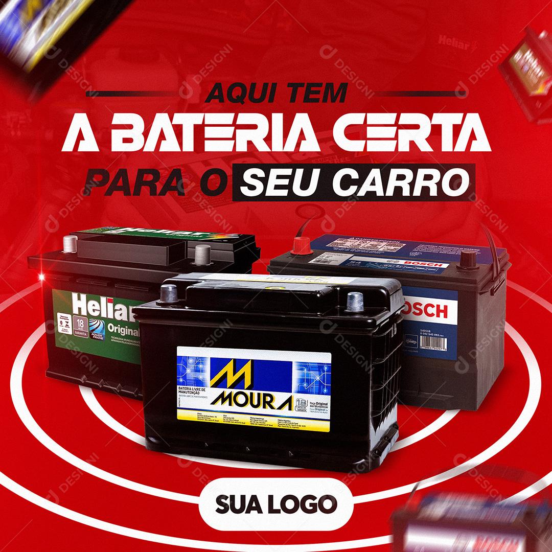 Post Mecânica Aqui Tem A Bateria Certa Para O Seu Carro Social Media PSD Editável