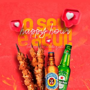 Social Media Bebida Churrasco O Seu Happy Hour é Aqui Bares PSD Editável