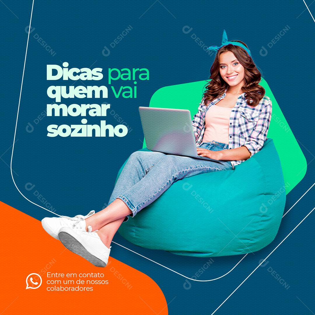 Post Feed Imobiliária Dicas Para Quem Vai Morar Sozinho Social Media PSD Editável