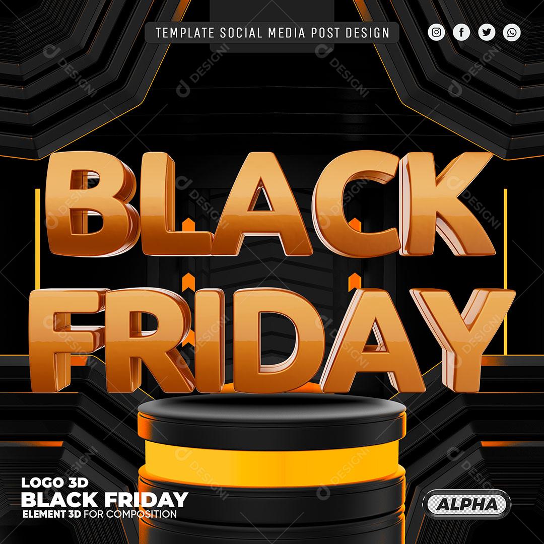 Social Media Black Friday Template Podium Luminoso PSD Editável