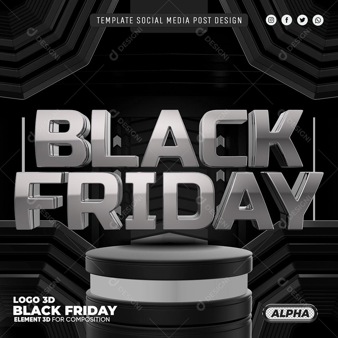 Black Friday Template Social Media Podium PSD Editável