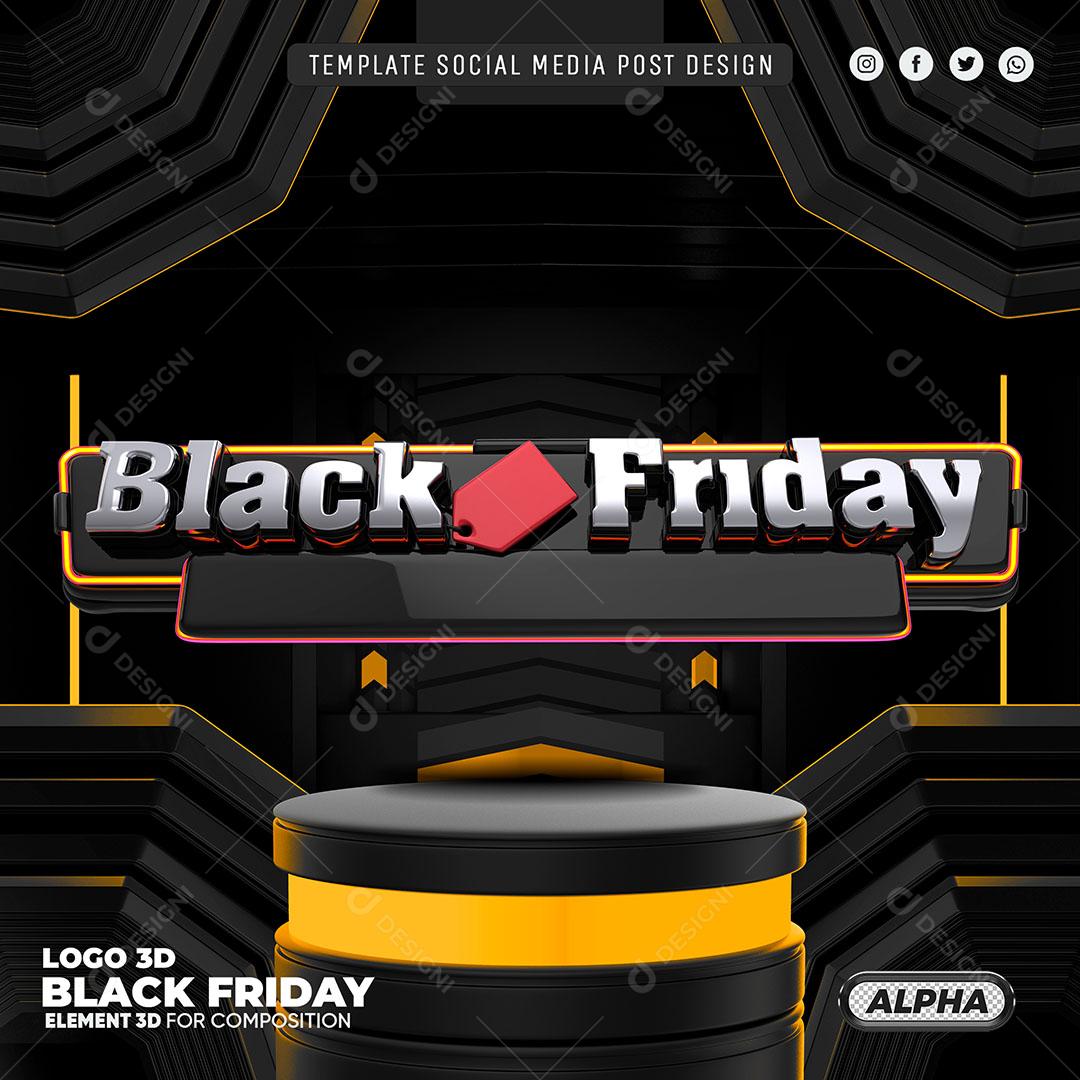 Social Media Black Friday Template Podium Luminoso PSD Editável