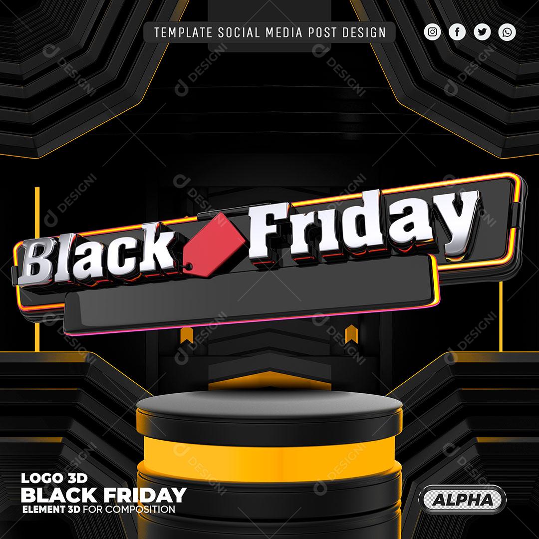 Template Social Media Black Friday Pódio Selo PSD Editável