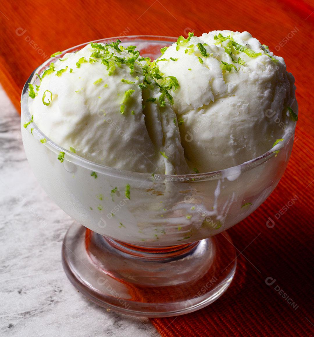 Sorvete de Limão Com Iogurte Fatia de Limão Imagem JPG