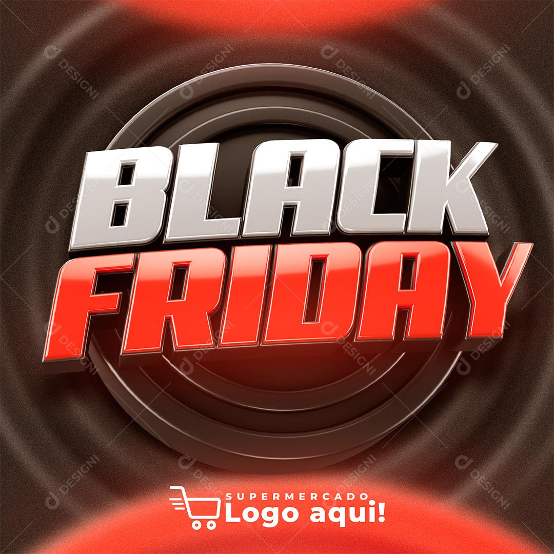 Selo 3D para Composição Black Friday PSD