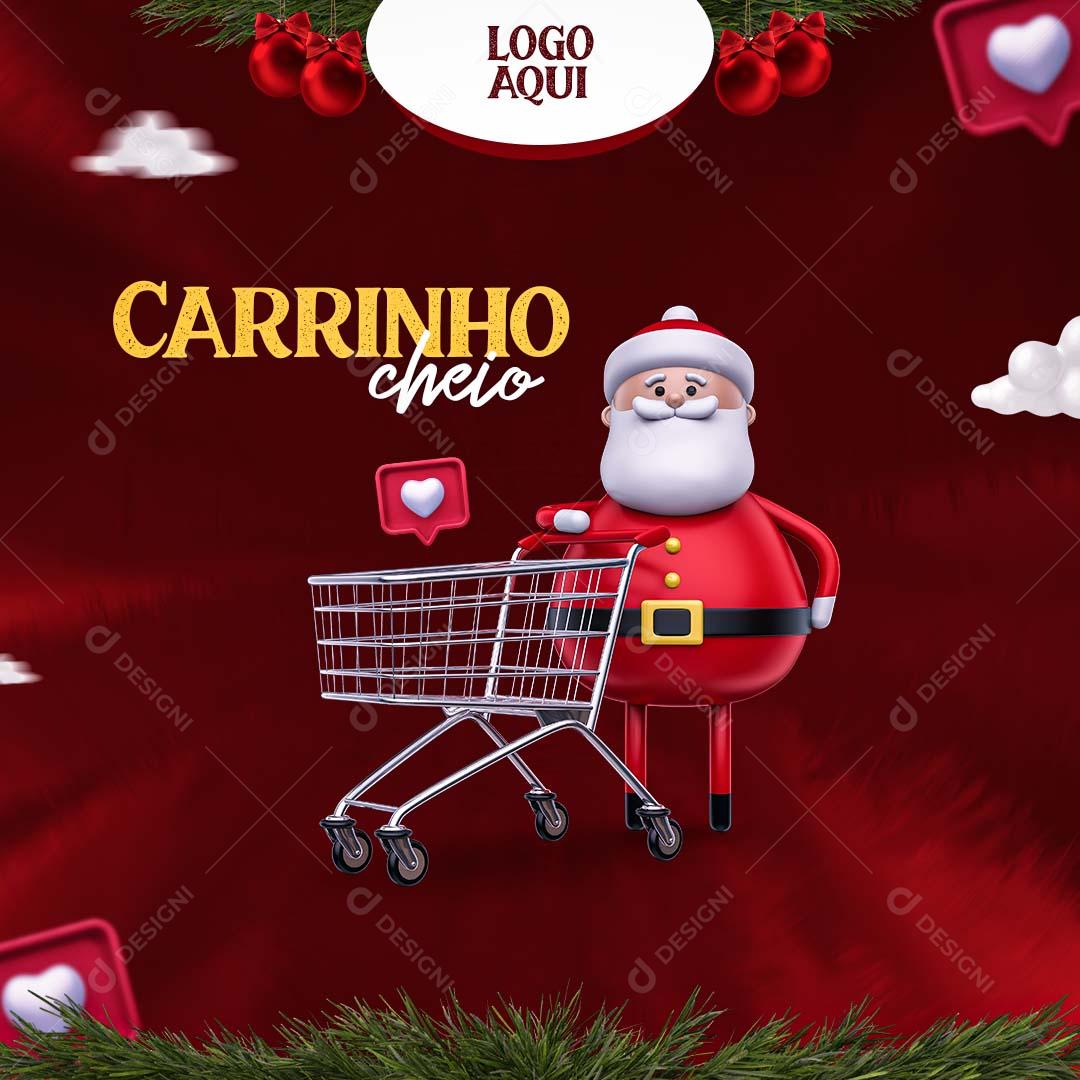 Social Media Carrinho Cheio Ilustração Natalina PSD Editável