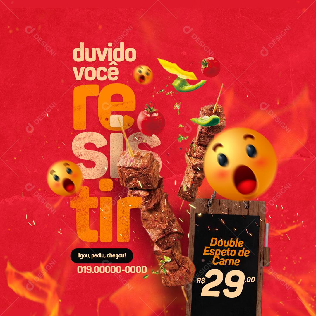 Duvido Você Resistir Espetinho De Carne Social Media PSD Editável