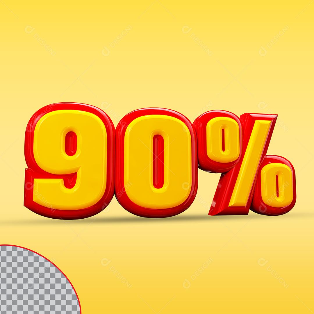 Ícone Porcentagem 90 % Moeda Vermelho Amarelo Elemento Para Composição PSD