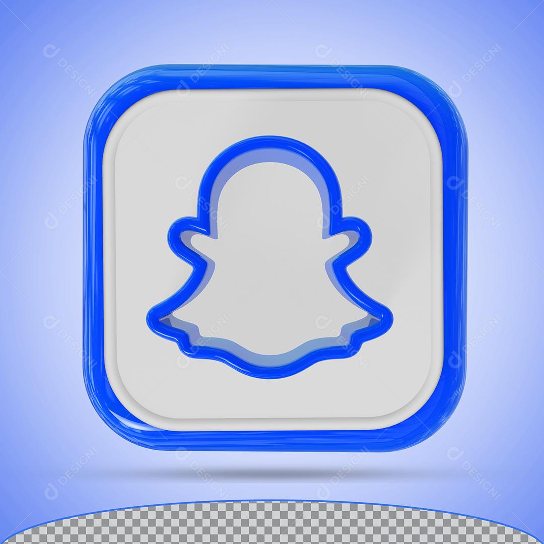 Ícone Snapchat Azul Elemento 3D Para Composição PSD