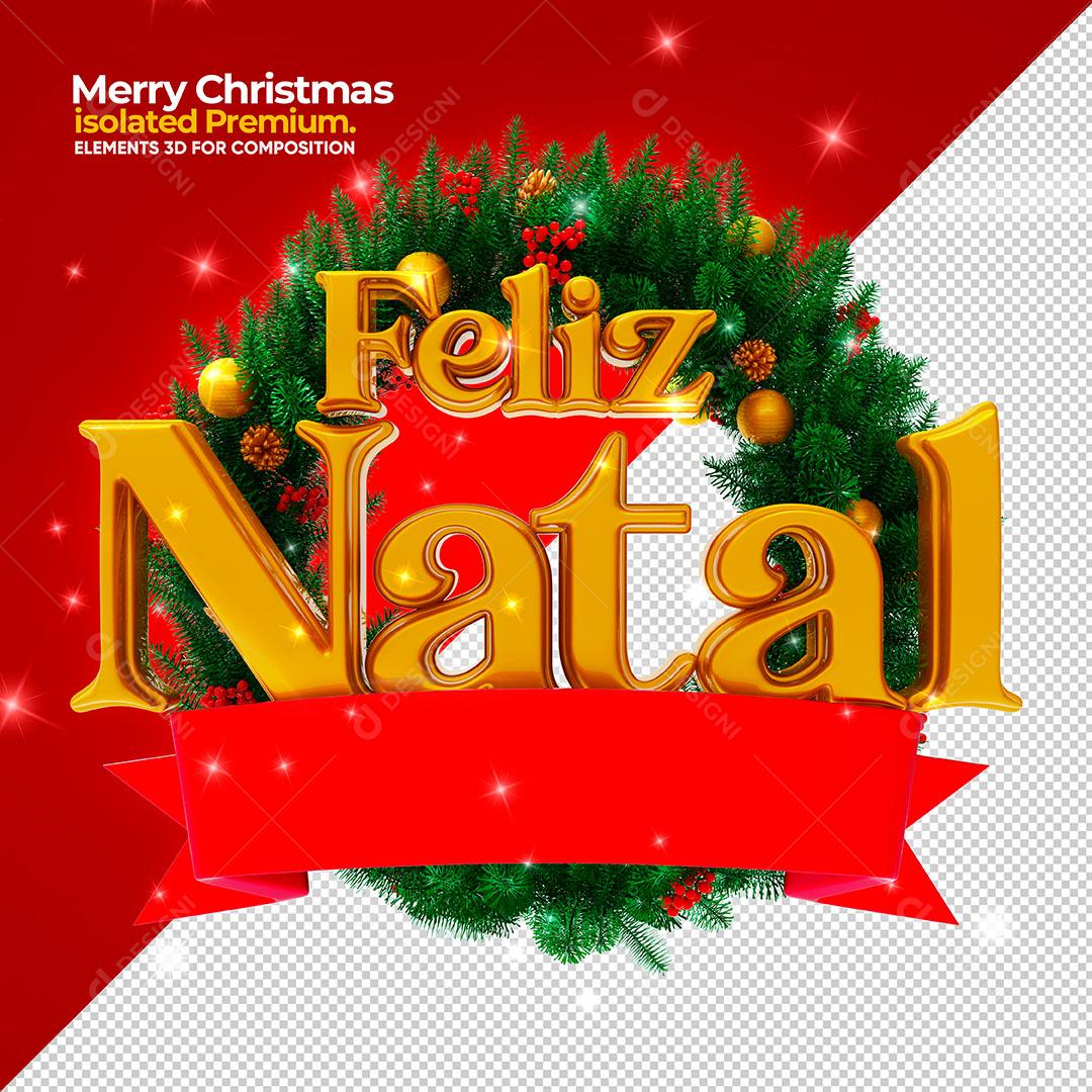 Feliz Natal Selo 3D Para Composição PSD Editável