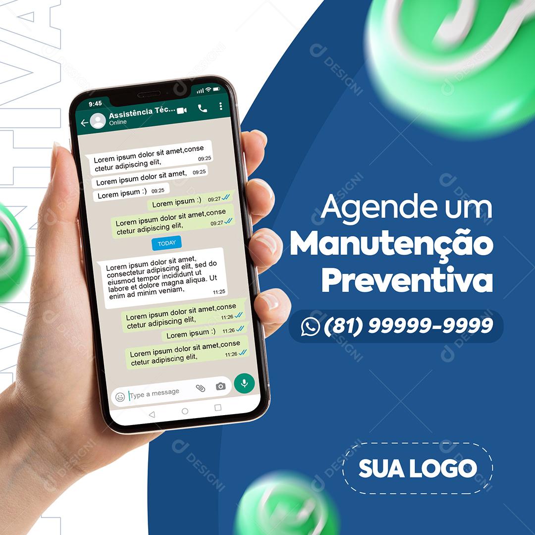 Manutenção Preventiva De Ar-Condicionados Agende Sua Manutenção PSD Editável