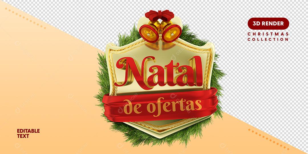 Selo 3D Para Composição Natal De Ofertas PSD Texto Editável