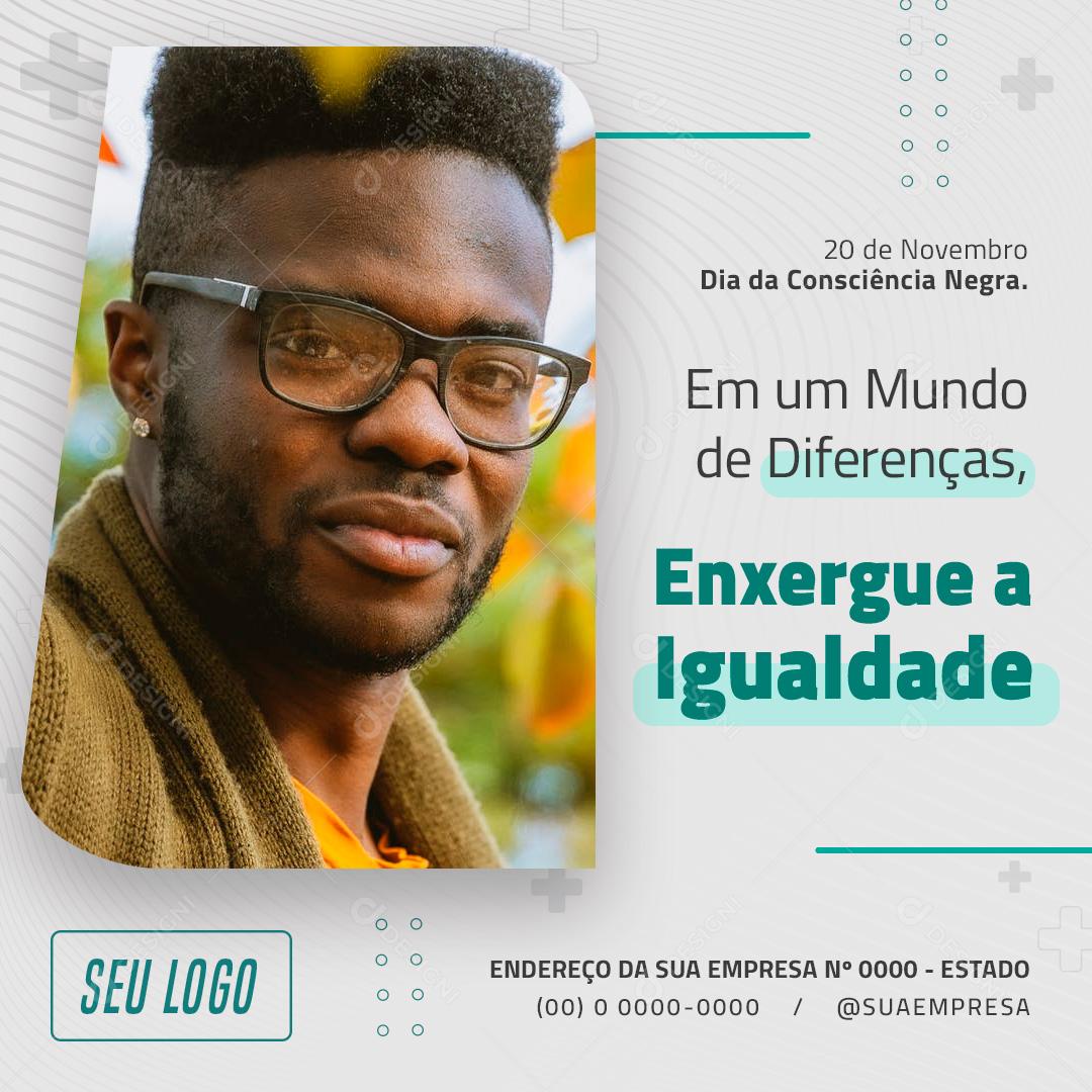 Um Mundo De Diferenças Enxergue a Igualdade Social Media PSD Editável