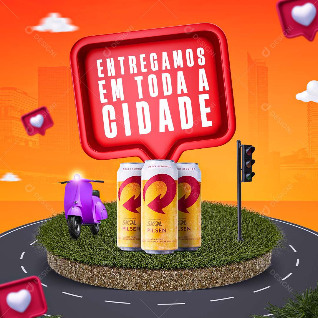 Distribuidora Bebidas Social Media Entregamos Em Toda A Cidade PSD Editável