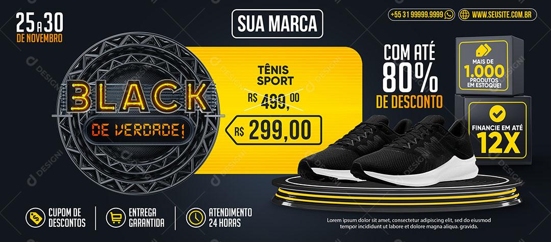 Social Media Black Friday Banner Loja Com Até 80% de Desconto PSD Editável