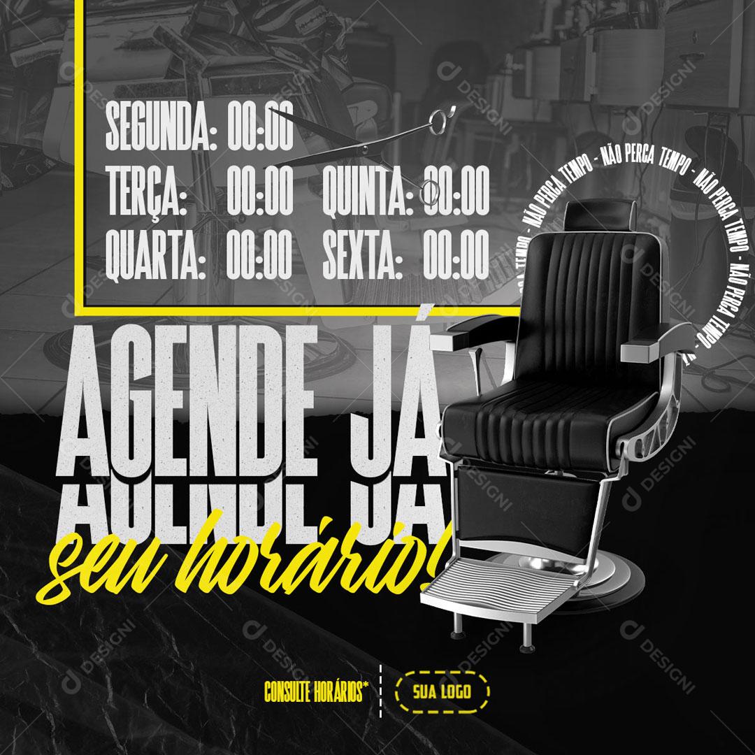 Agende Seu Horario Barbeiro Social Media PSD Editável