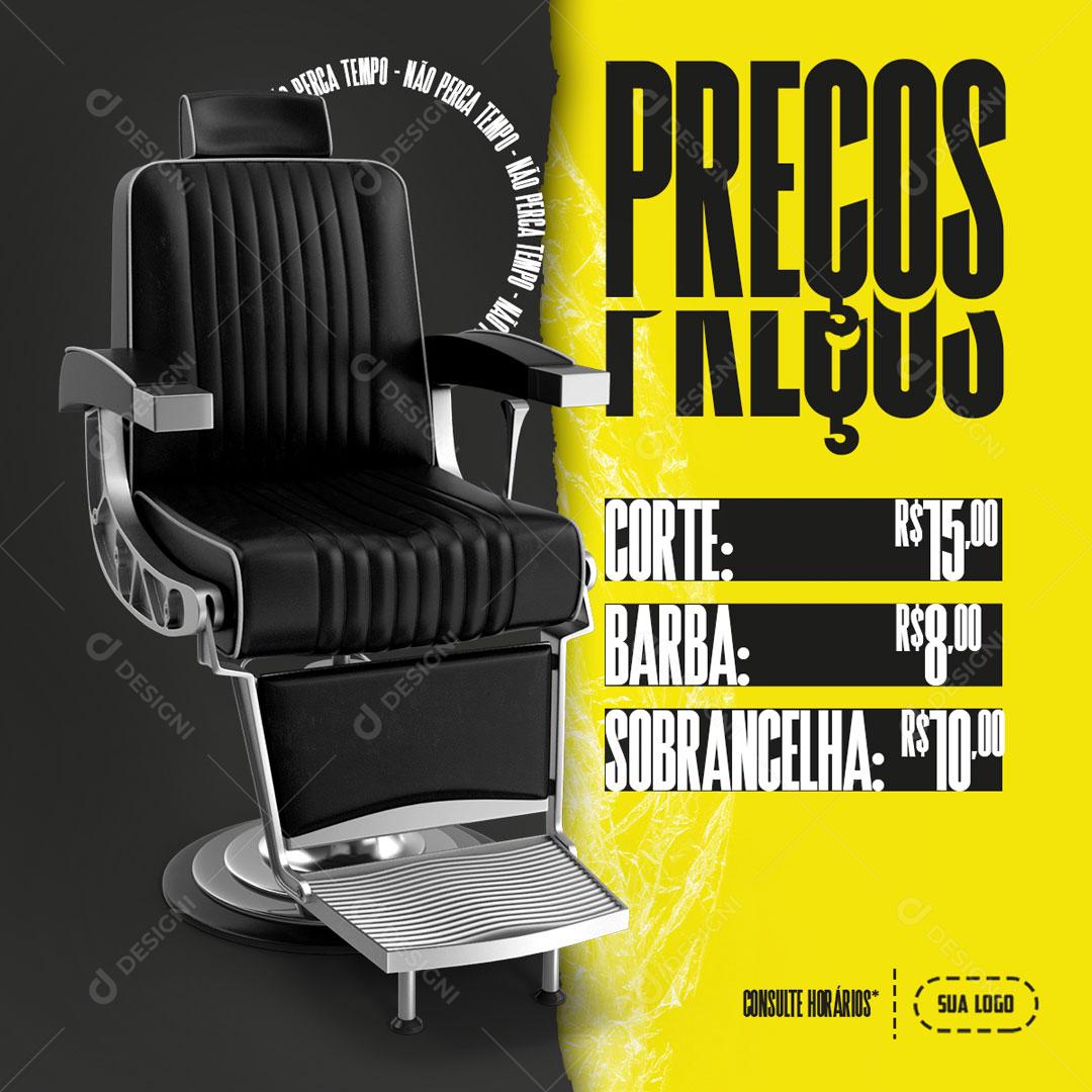Barbearia Preços De Cortes Barba Social Media PSD Editável
