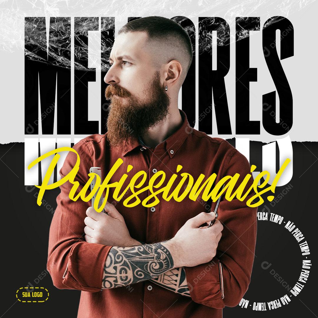 Os Melhores Profissionais Barbeiro Social Media PSD Editável