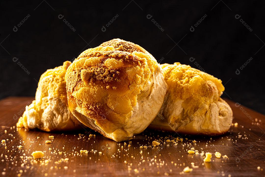 Foto Comida Pão Recheado Doce Encima Mesa Imagem JPG