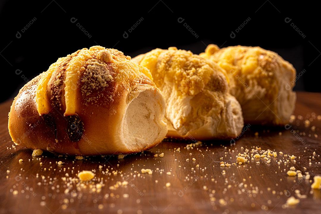 Foto Comida Pão Recheado Doce Encima Mesa Imagem JPG