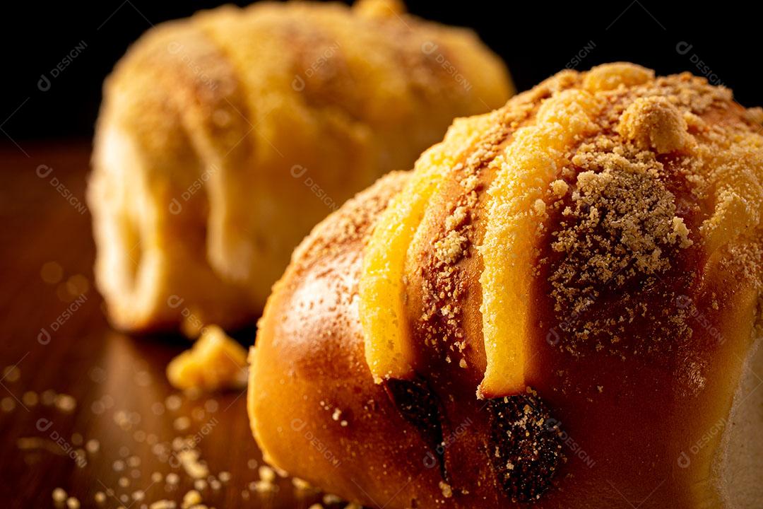 Foto Comida Pão Recheado Doce Encima Mesa Imagem JPG