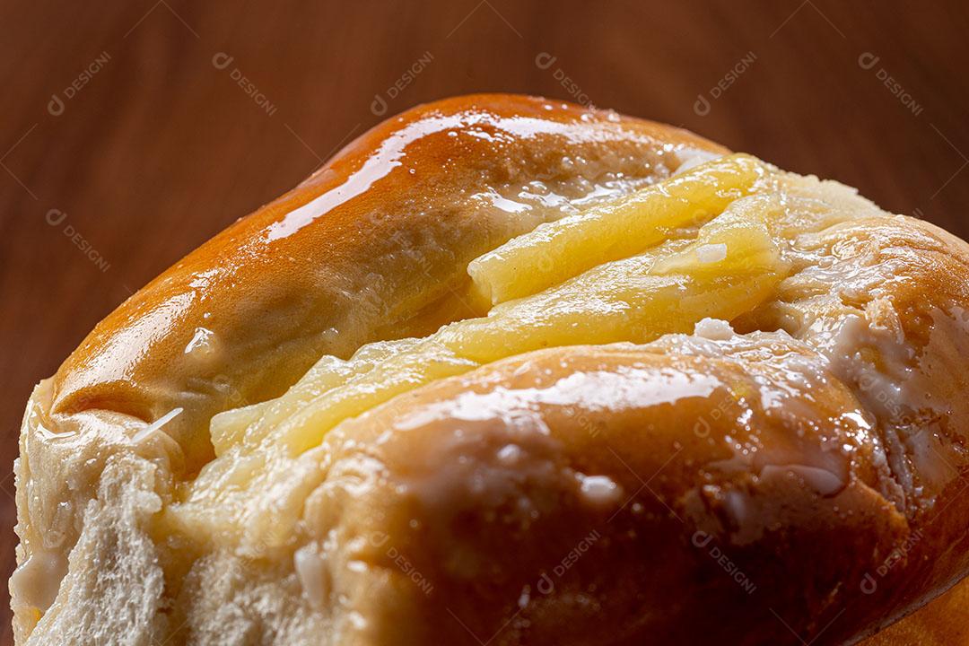 Foto Comida Pão Recheado Doce Encima Mesa Imagem JPG