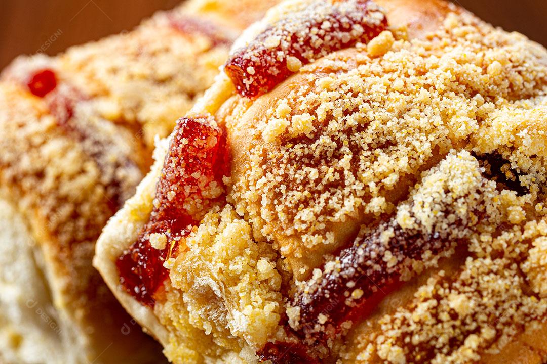 Foto Comida Pão Recheado Doce Encima Mesa Imagem JPG