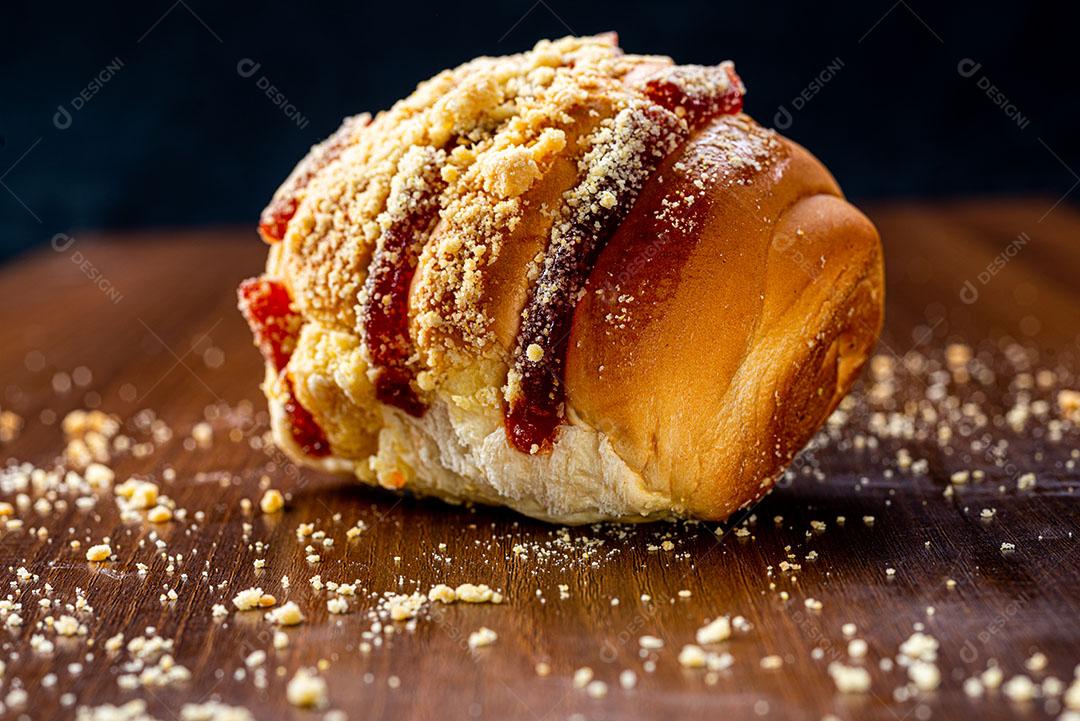 Foto Comida Pão Recheado Doce Encima Mesa Imagem JPG
