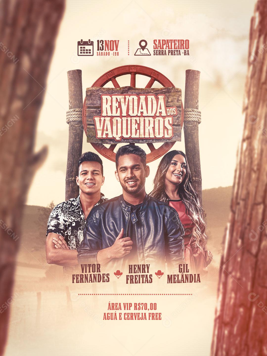 Feed Falyer Revoada Dos Vaqueiros Social Media PSD Editável