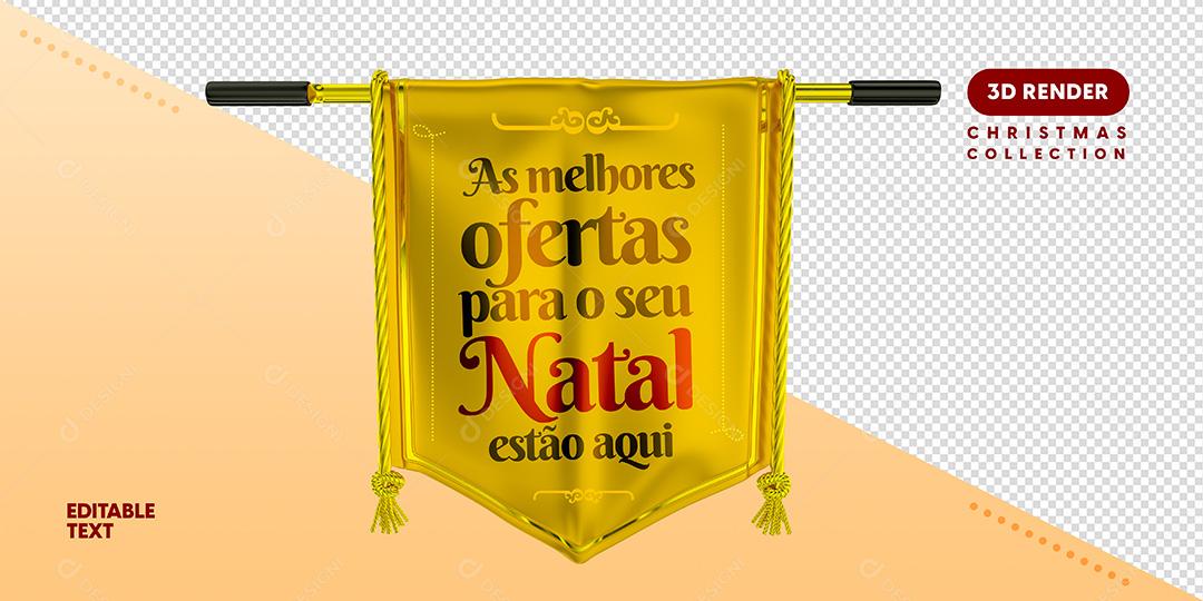 Selo 3D Para Composição As Melhores Ofertas De Natal PSD Texto Editável