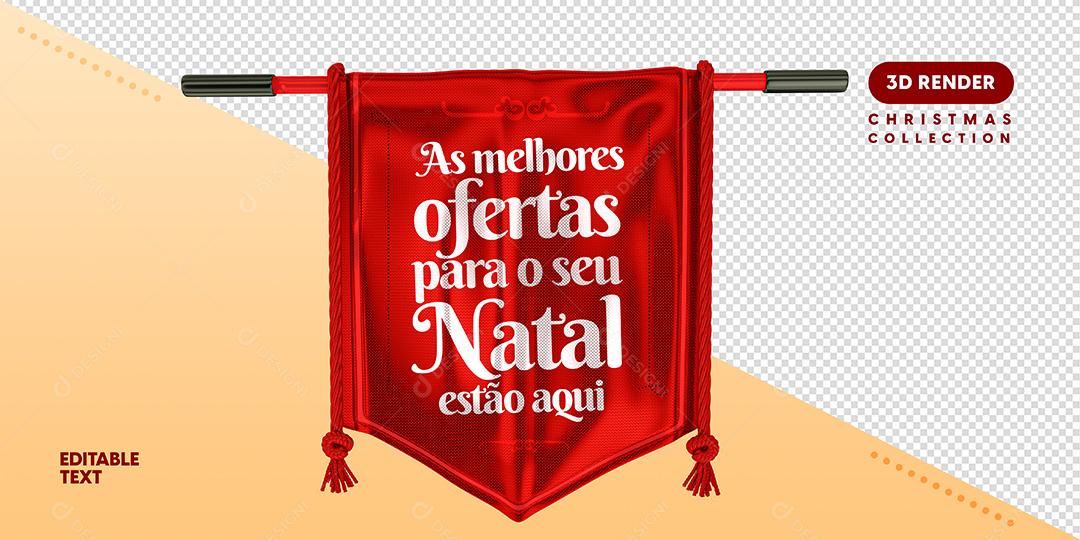 Selo 3D Para Composição As Melhores Ofertas De Natal PSD Texto Editável