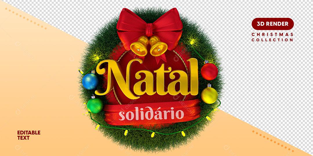 Selo 3D Para Composição Natal Solidário PSD Texto Editável