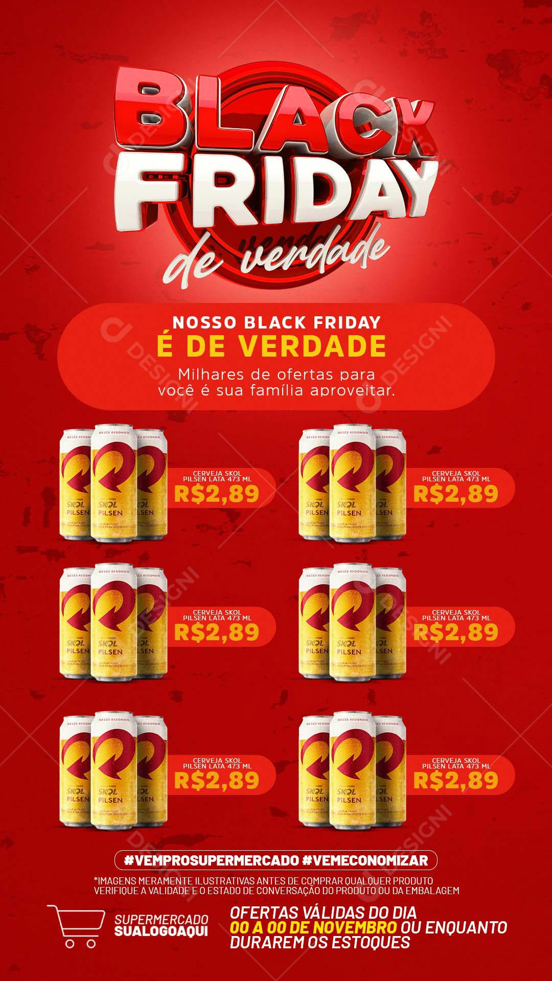 Post Story Black Friday De Verdade Cervejas Social Media PSD Editável