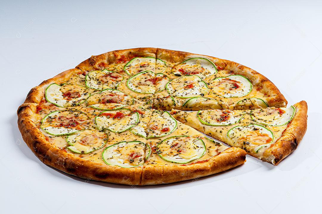 Foto Comida Pizza Carne Seca Fundo Branco Imagem JPG