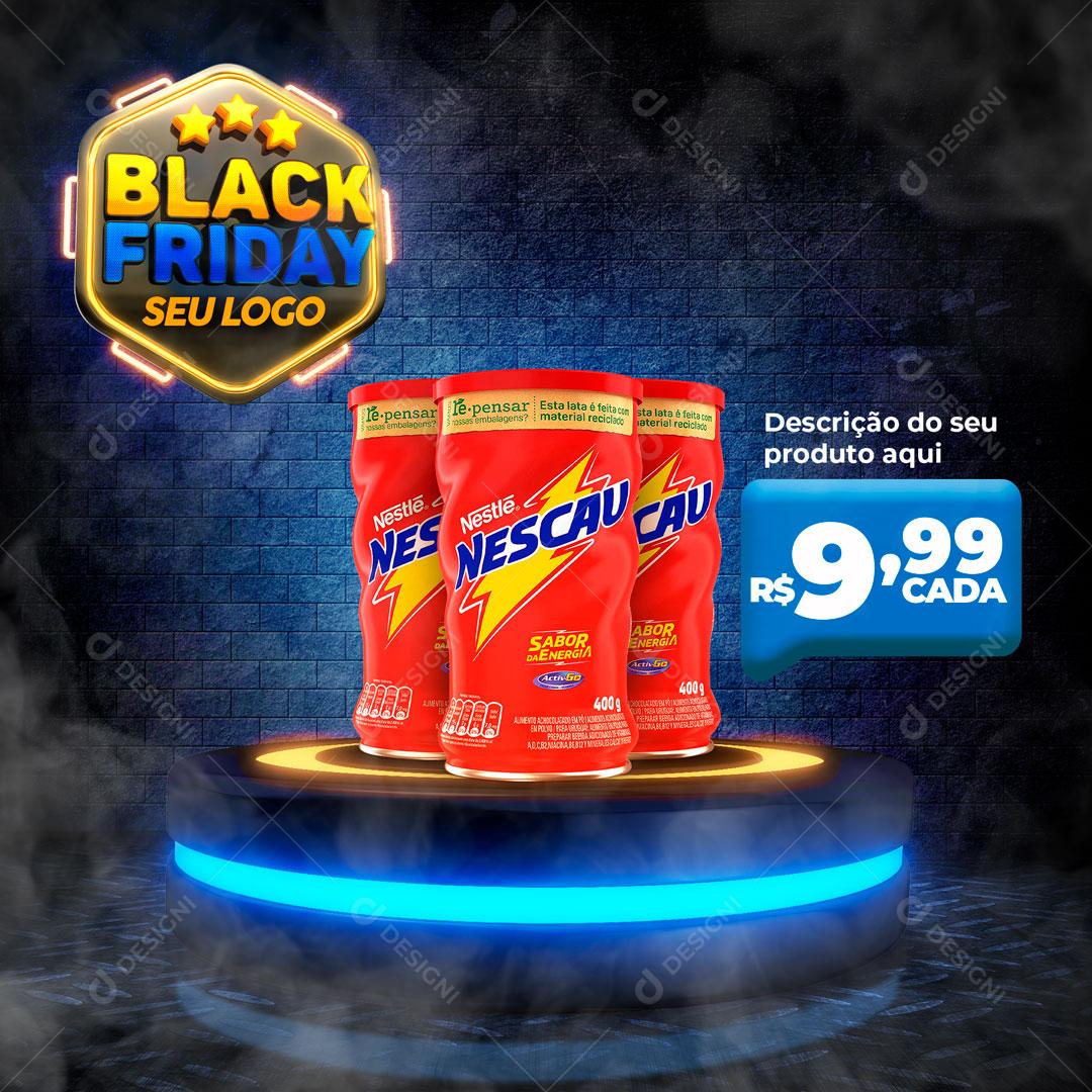 Social Media Black Friday Supermercado Produto Nescau PSD Editável