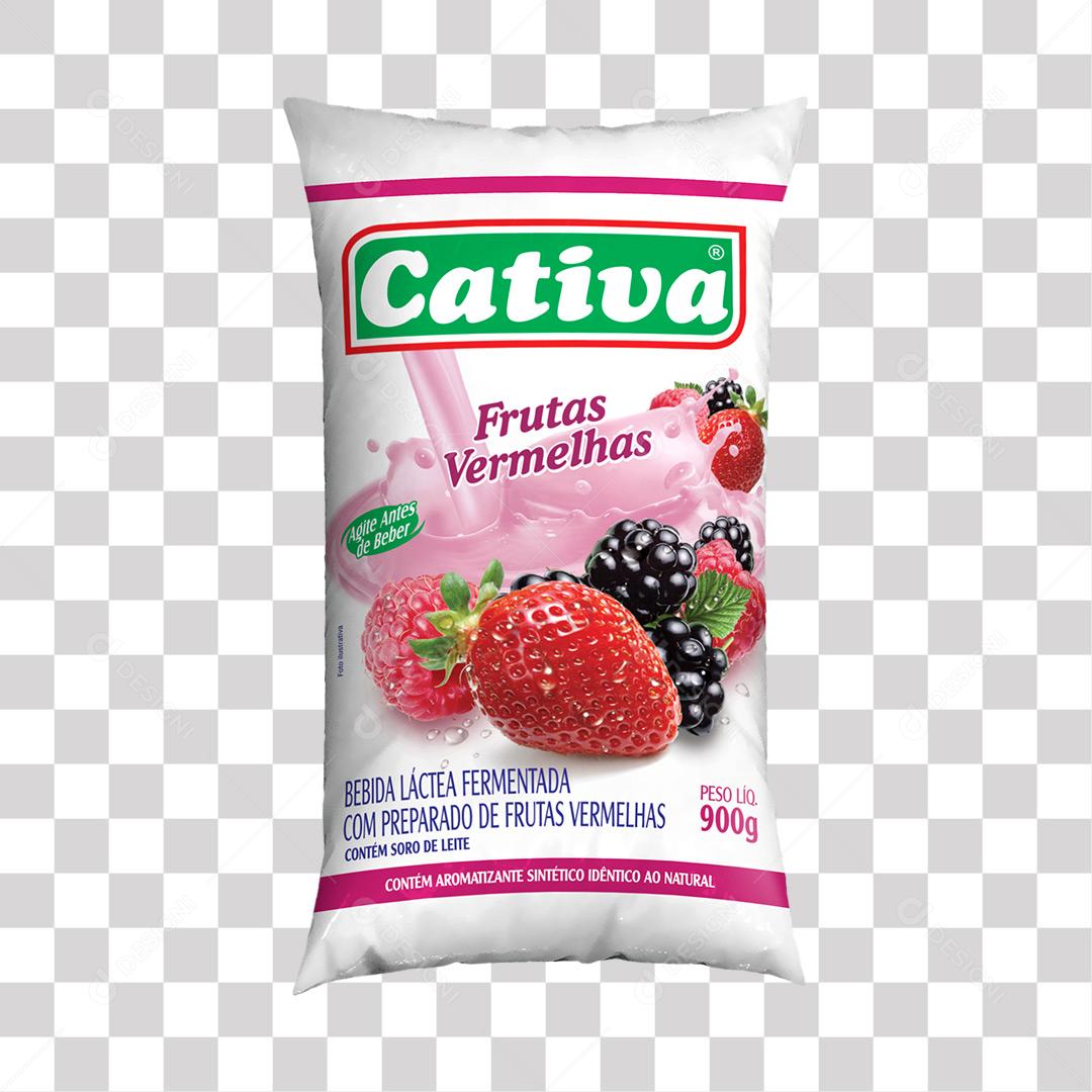 Bebida Láctea Cativa 900ml Frutas Vermelas PNG Transparente