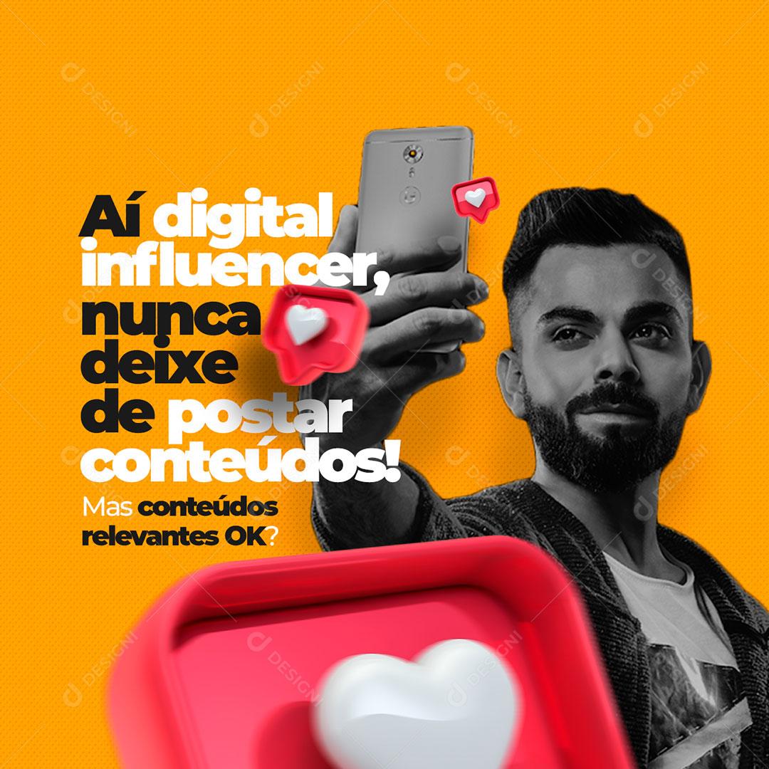 Marketing Digital Lojas Digital Influencer Não Deixe De Postar Conteúdos PSD Editável