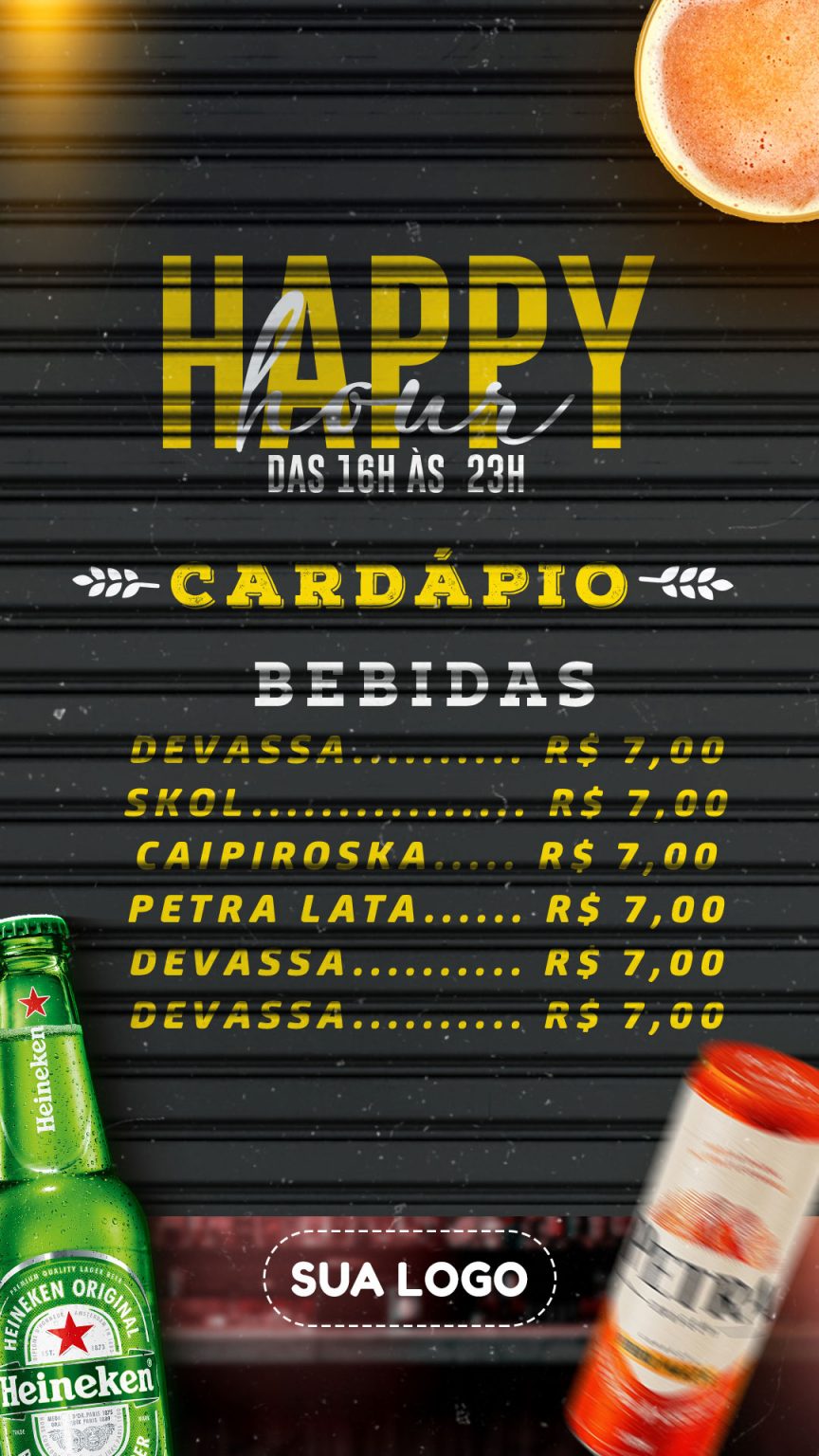 Happy Hour Partir Das 16 Cardápio De Bebidas Social Media PSD Editável