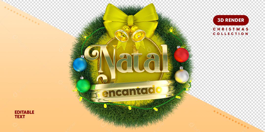 Selo 3D Para Composição Natal Encantado PSD Editável