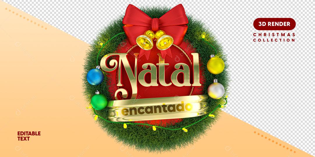 Selo 3D Para Composição Natal Encantado PSD Editável