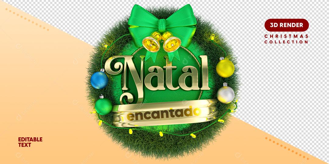 Selo 3D Para Composição Natal Encantado PSD Editável